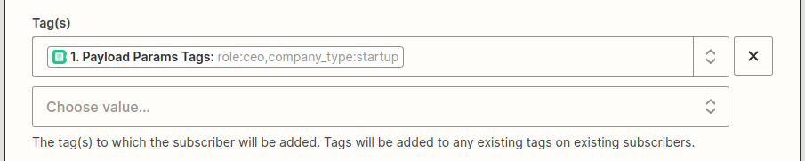 How to configure tags for the MailChimp Zap action